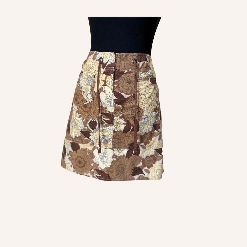 y2k 2000s loft brown floral mini skirt size 4